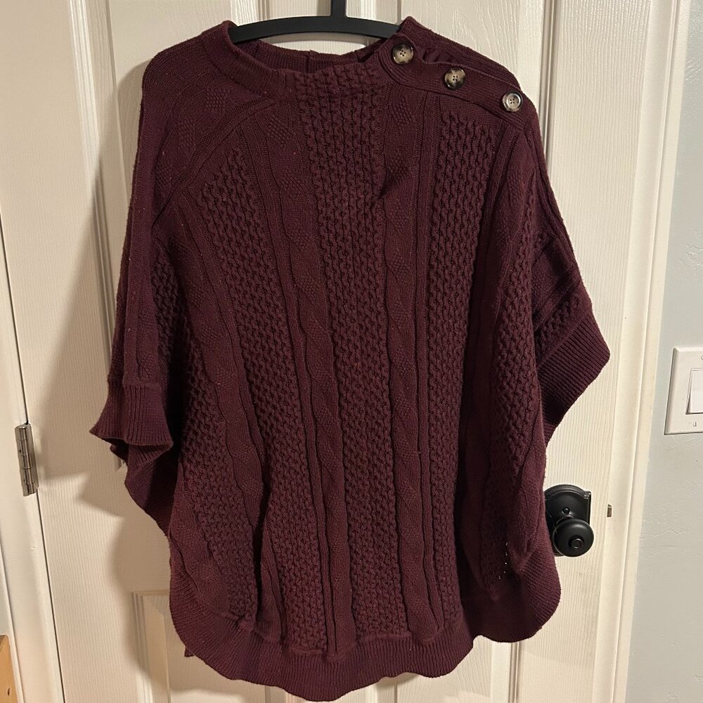 Burgundy Knit Poncho from Talbots